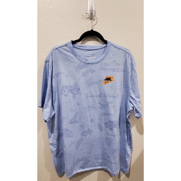 NIKE Sportswear Spring Break Blue Print T-Shirt - Picture 1 of 3